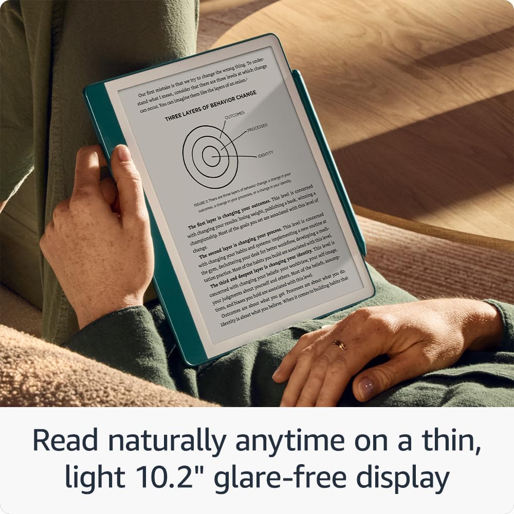Person reading a book on a Kindle Scribe