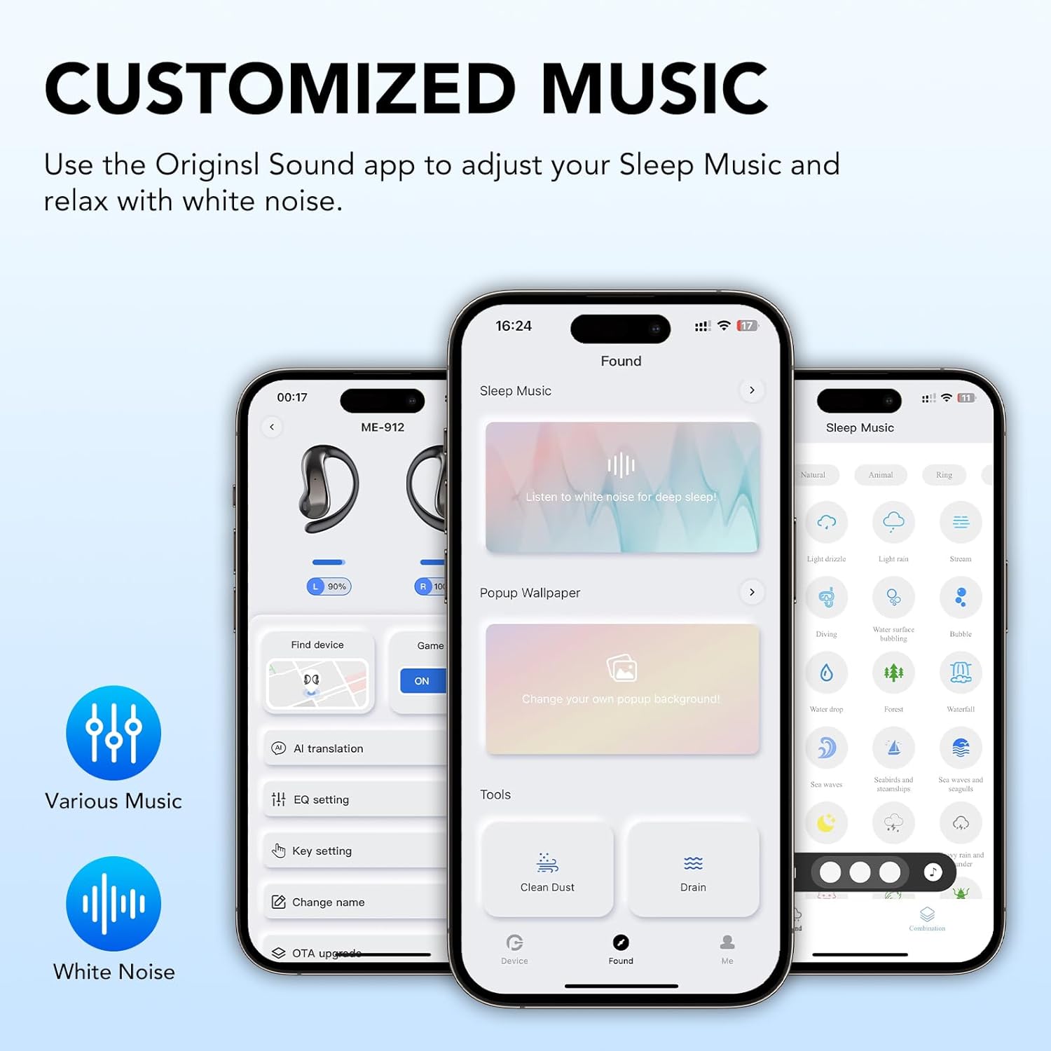 Companion app controls and sound options