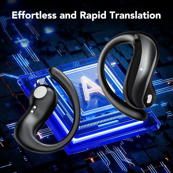 Black open-ear translation earbuds