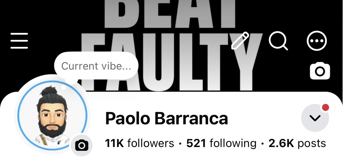Facebook account snapshot supplied by Paolo showing 11 thousand followers and 2.6 thousand posts