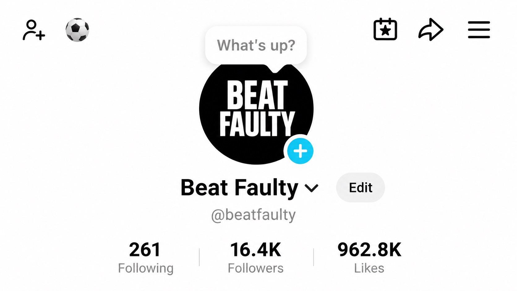 Beat Faulty TikTok profile showing 16.4 thousand followers and 962.8 thousand likes